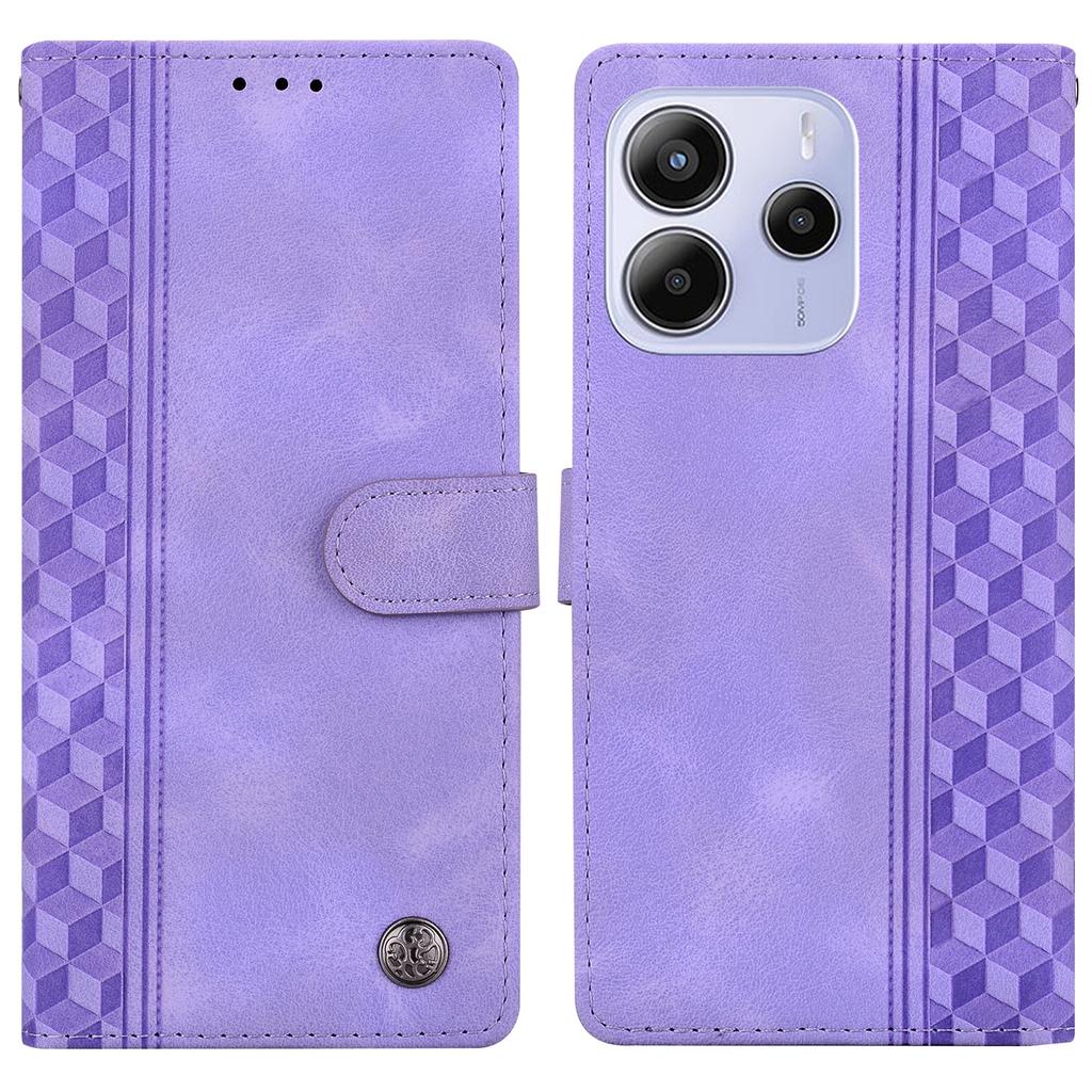 For Xiaomi Redmi Note 14 5G Leather Case Imprinted Checkered Pattern Wallet Stand Flip Phone Cover
