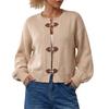 Vintage Horn Button Knit Cardigan Women Casual Button Up Loose Sweater Coat for Fall Winter Daily Wear Shopping Party Street Fashion
