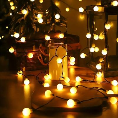 Solar LED White Ball String Lights Outdoor Waterproof Fairy Lamp Decorative Lights For Garden,Yard,Balcony,Terrace,Fence,Camping