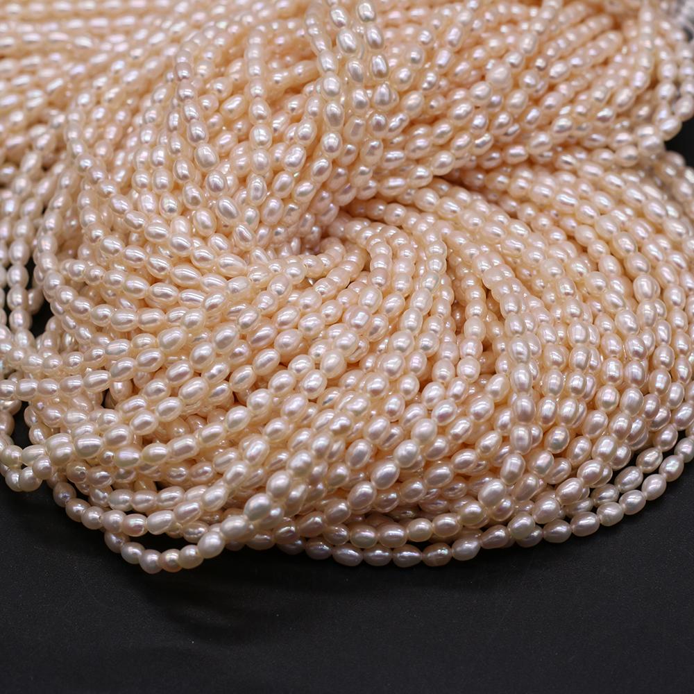 Luxury Natural Freshwater Rice Shape Pearls 3-3.5mm, 36cm Strand Handmade Wedding Jewelry Accessories DIY Crafts