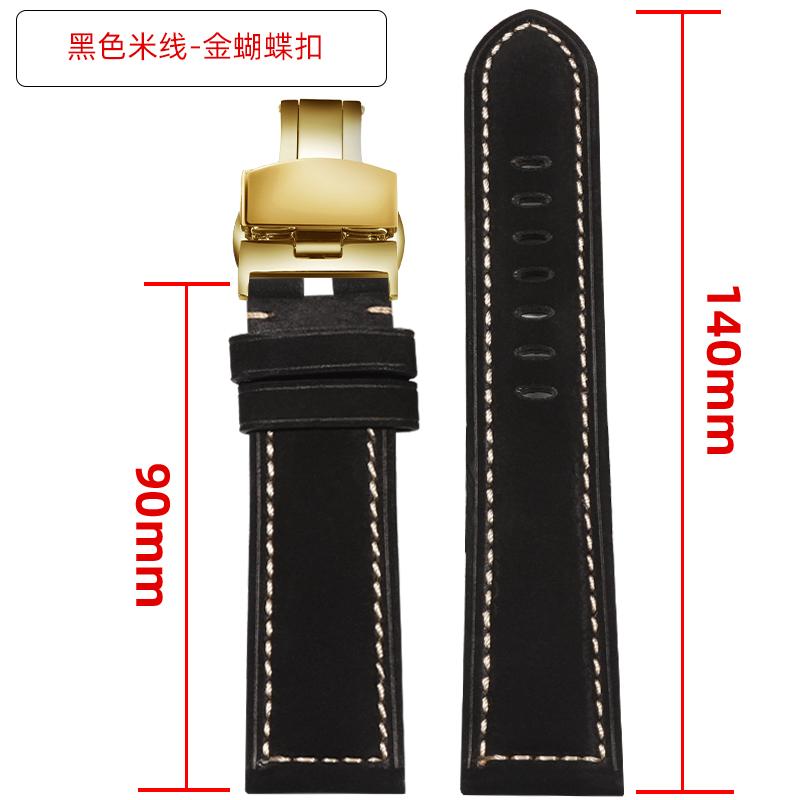 Extended matte crazy horse Frosted leather watchband 22m 24mm For Pam111 441 Hamilton Tissot Omega Casio men Vintage watch strap