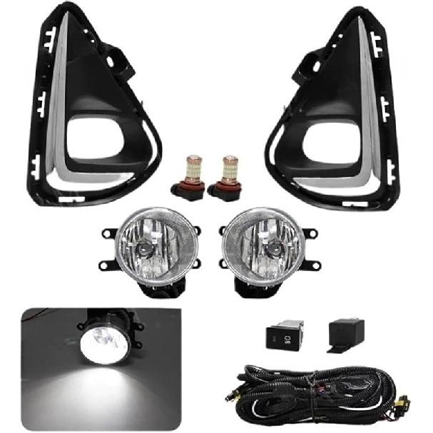 Led Fog Lights Compatible For Toyota Corolla Axio 2018 2019 2020 2021 Fog Lamp Assembly Grill Headlight Wires Button Frame Chrome Covers(Led Fog