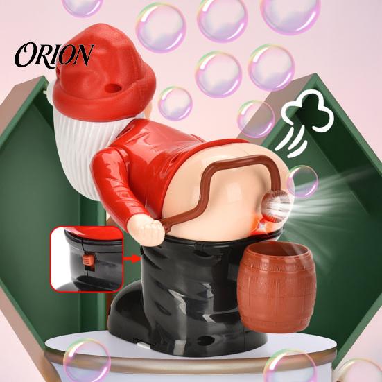 Santa Farting Bubble Maker Christmas Automatic Blower, Musical Machine with Flashing Lights, Gnome Battery Operated for Kids Snowman Funny Sound Party