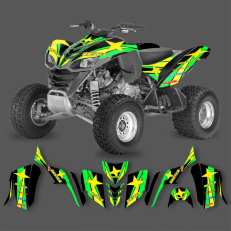 PowerZone Custom Team Graphics Backgrounds Decals Stickers Kit For KAWASAKI KFX 700 Stickers Number Name Custom