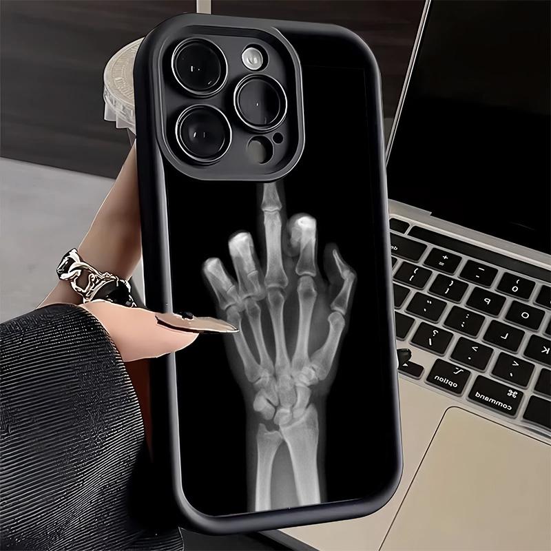 Phone Case for iPhone 17 Air 16E 15 16 Pro Max Funny X-Ray Hand Bones Cover 14 Plus 13 12 Mini Soft Shell Silicone Fundas