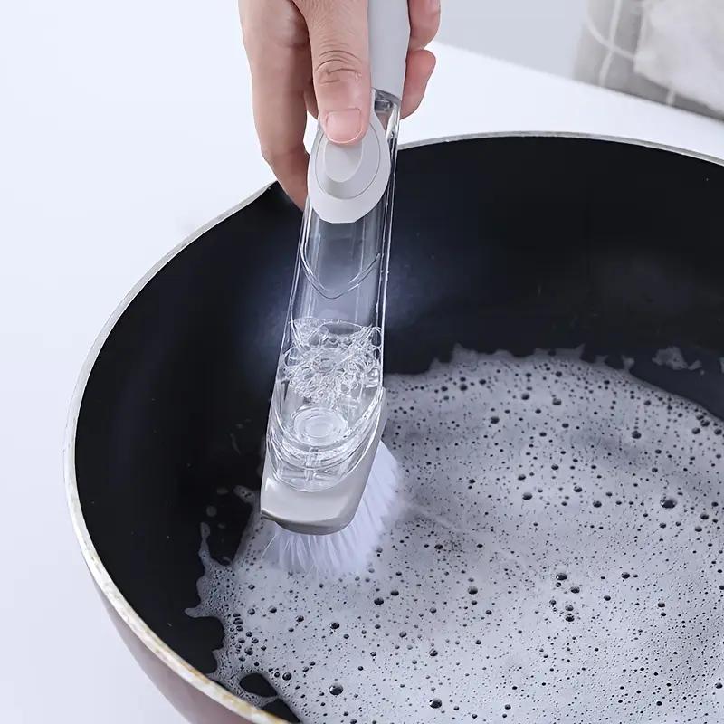 Automatic Liquid Adding Pot Brush Long Handle Pot Brush Dishwashing Artifact Kitchen Cleaning Decontamination Brush Multifunctional Cleaning Brush