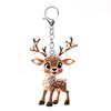 2D Flat Acrylic Elk Pendant Cartoon Deer Car Rearview Mirror Charm Christmas Tree Hanging Decoration for Auto Interior Accessories Holiday Window Wall