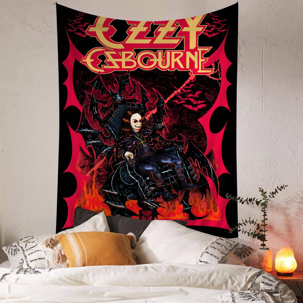 Retro Oozzy Oosbourne Band Colorful Tapestry Wall Hanging Hanging Tarot Hippie Wall Rugs Dorm Wall Art Decor