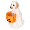 Halloween Ghost Dog Statue Resin Pumpkin Dog Ornament Cute Spooky Ghost Dog Figurine for Indoor Outdoor