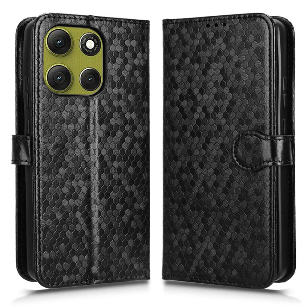 For Motorola Moto G86 Power 5G Wallet Case Dot Pattern Imprint PU Leather Phone Cover with Wrist Strap