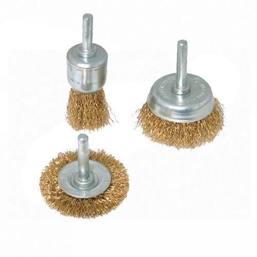 SILVERLINE Jeu de 3 brosses et roues à fils d'acier laitonné