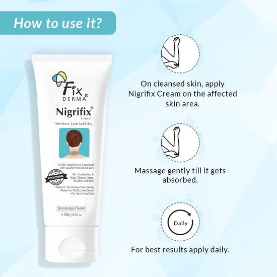 Fixderma Nigrifix Cream for Acanthosis Nigricans with Lactic Acid For Body Parts like Neck, Ankles | Exfoliant 100 g (Pack of 2)