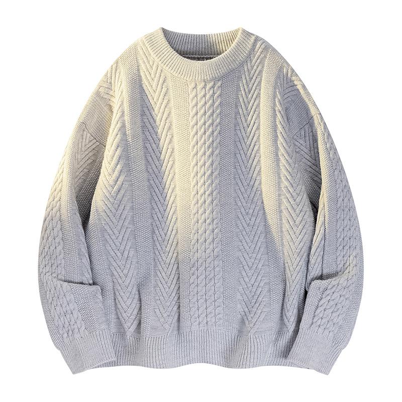 Solid Color Sweater Men's Autumn and Winter Trendy Brand Diamond Crimp Sweater Men's Loose Pullover Versatile Top