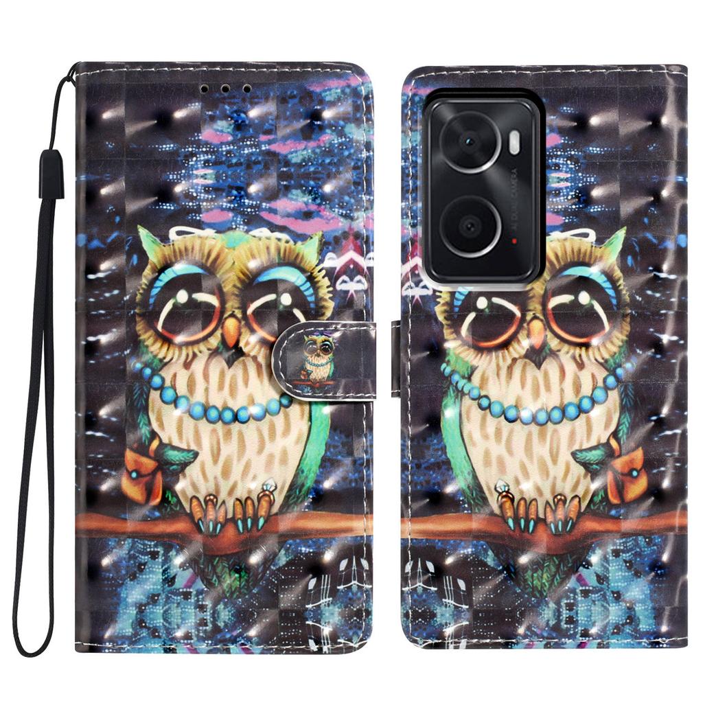 For Oppo A76/A36/A96 4G/Realme 9i 4G Case PU Leather 3D Pattern Phone Cover