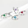 Diamond-Studded Heart Hug Ring with Engraved Letters and Birthstone for Couples