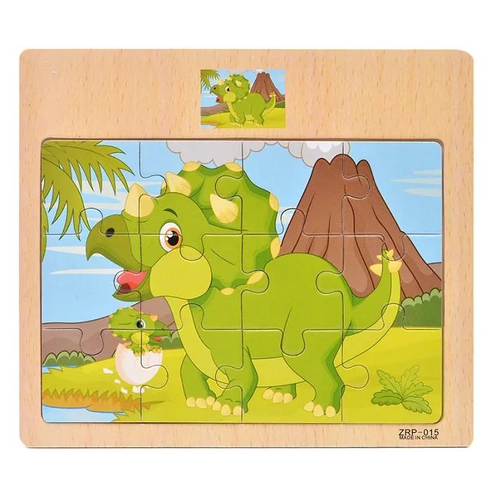 1pc Wooden Jigsaw Puzzle Kids Cartoon Animals Traffic Car Puzzles Game Kids Montessori Educational Toys for Children