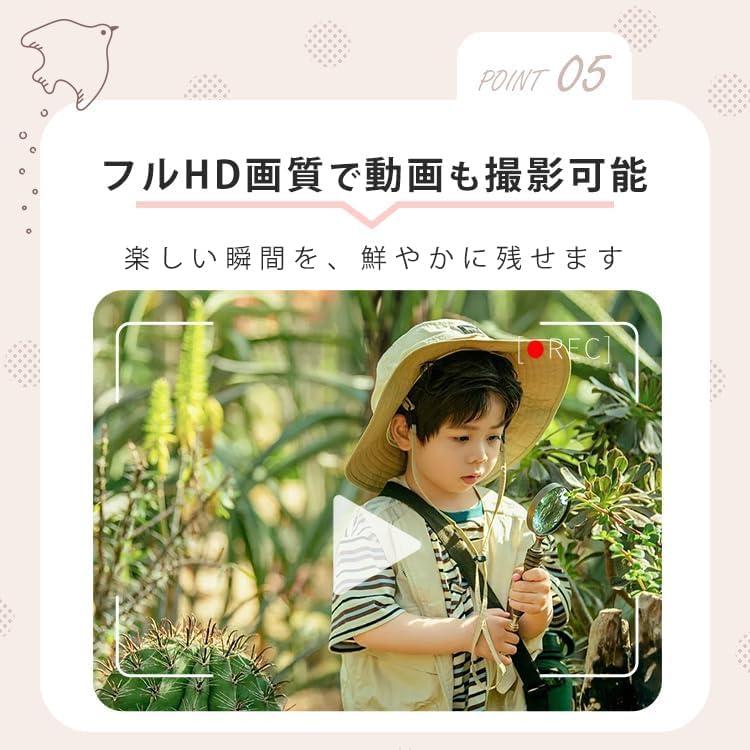 Toy Camera Kids Camera 48MP 32GB Memory Card Included 8x Zoom Charging 1080HD Green Dragon First.B Type-C