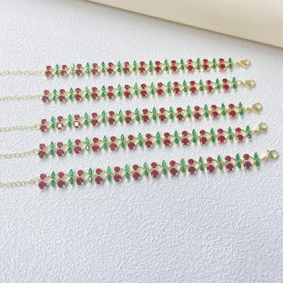 Zarte und süße Fruchtserie rote Kirscharmband Schmuck Kupfer leichter Luxus Damen High-End-Schmuck Geschenk