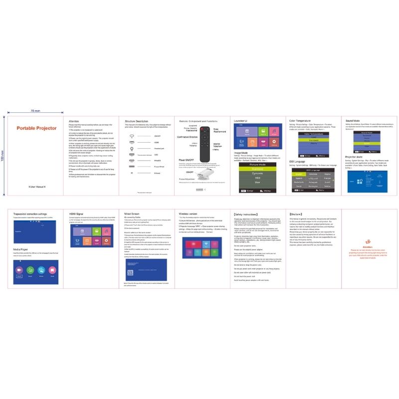 Portable Streaming Projector With USB C Fast Charging Highly Definition Display Wireless Screen Presentation