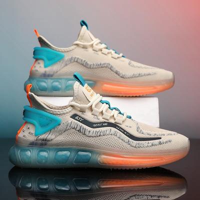 Sales Spring New Running Shoes Jelly Sole Casual Men's Flying Mesh Surface Breathable Casual Men's Shoes