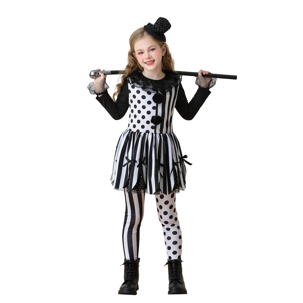 Costumi per bambini di Halloween costume da clown festa circense vestito da mago vestito per bambine spettacolo di carnevale