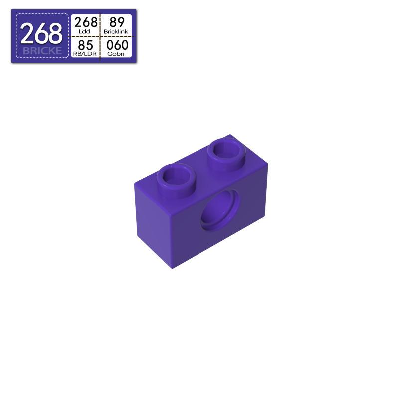 BRICKE 1x2 Brick with Hole - Compatible with Lego, MOC Loose Parts, Small Particle Building Blocks