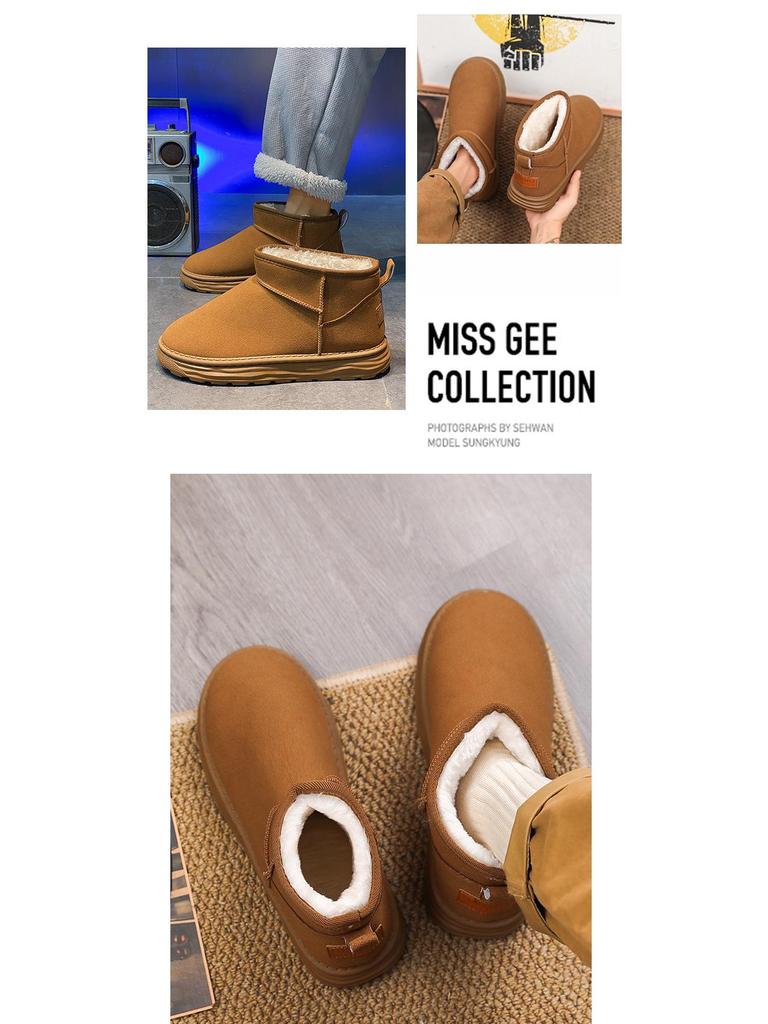 Severovýchodní pánské zimní sněhule: Sametem podšité, Hrubé Teplé Kůže a Kožešiny, Boty do chladného počasí