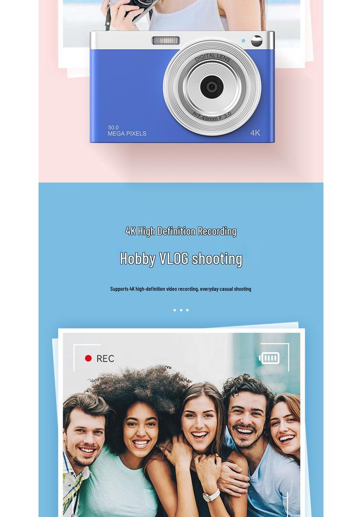 4K HD CCD Autofocus Student Camera - High Pixel Entry-Level Children's Camera