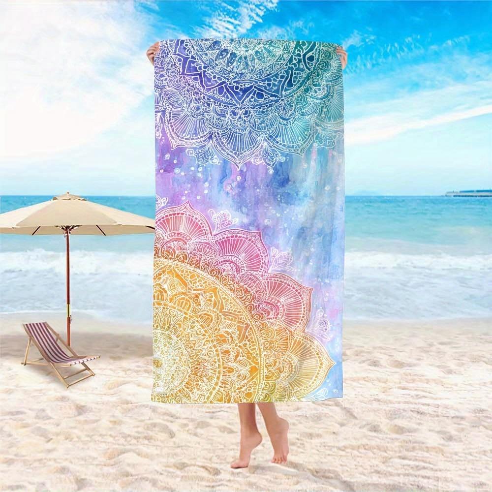 1pc Colorful Lightweight Breathable Oversized Mandala Beach Blanket - Fast-Dry Microfiber,Soft & Versatile Summer Vacation Towel