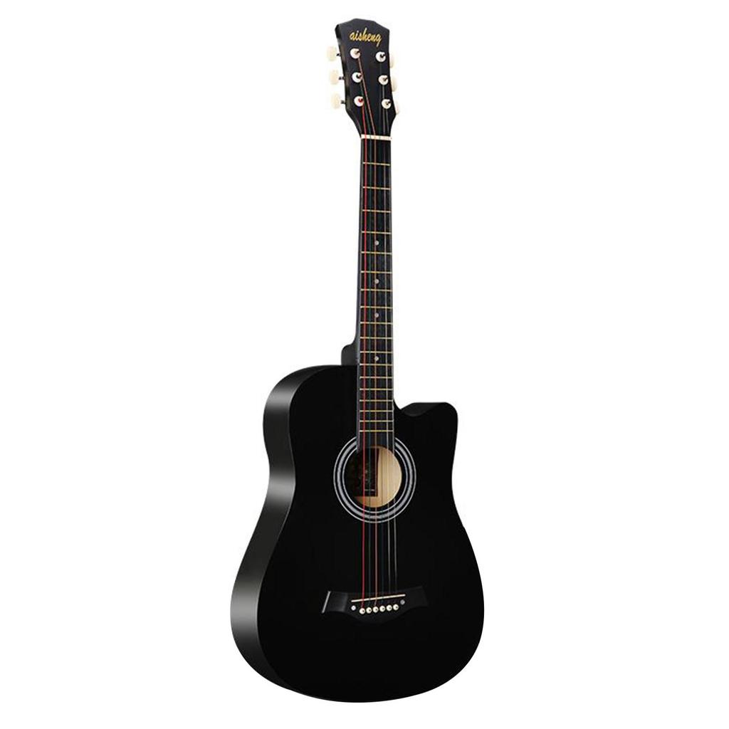 38 "" tamanho completo adulto 6 cordas cutaway folk violão para estudantes iniciantes (Preto)