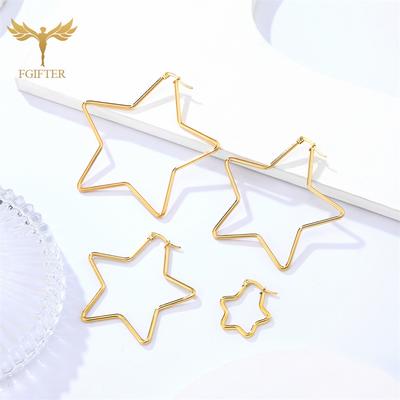 30mm 50mm 60mm 70mm Geometry Star Earrings For Women Stainless Steel Hoops Ear Nipple Piercing Ring Golden Steel Fashion Zircon