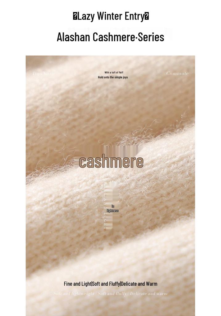 Women's High-Neck Cashmere Knit Cardigan - Solid Color, Single-Breasted, Loose Fit, Slimming Winter Coat