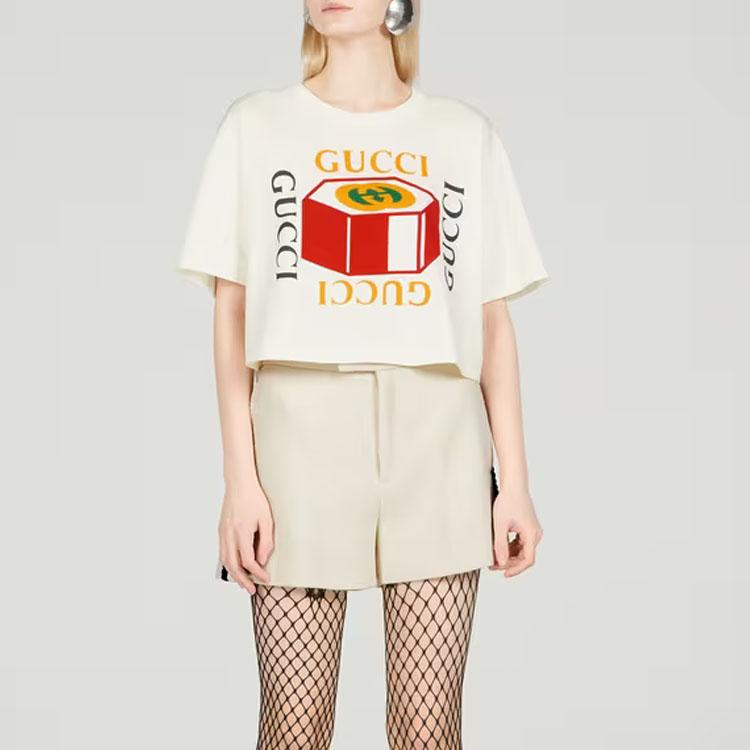 GUCCI SS23 T Shirt Women's Ecru 717684-XJFNC-9095