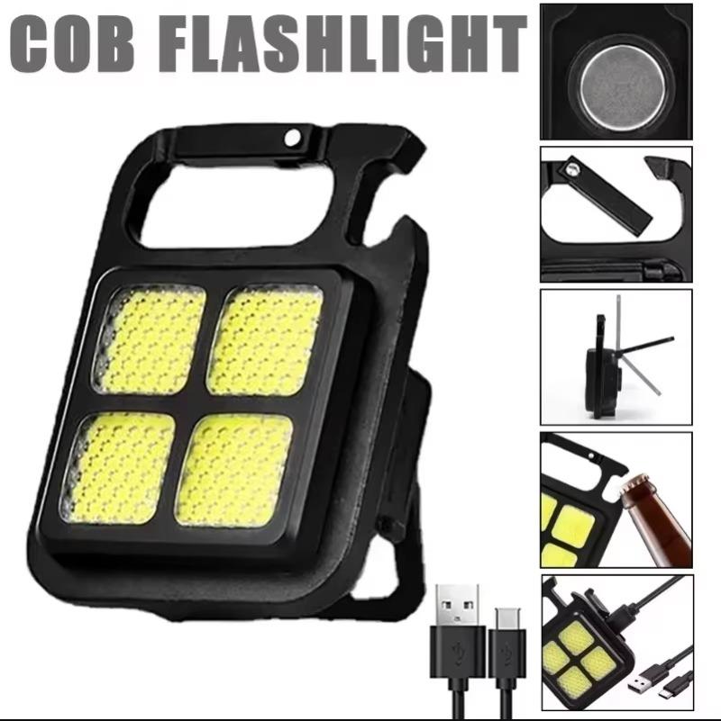 Tragbare Schlüsselanhänger-Taschenlampe Leistungsstarkes Arbeitslicht Multifunktionale Campinglampe USB Wiederaufladbare LED Mini-Taschenlampe mit Magnet