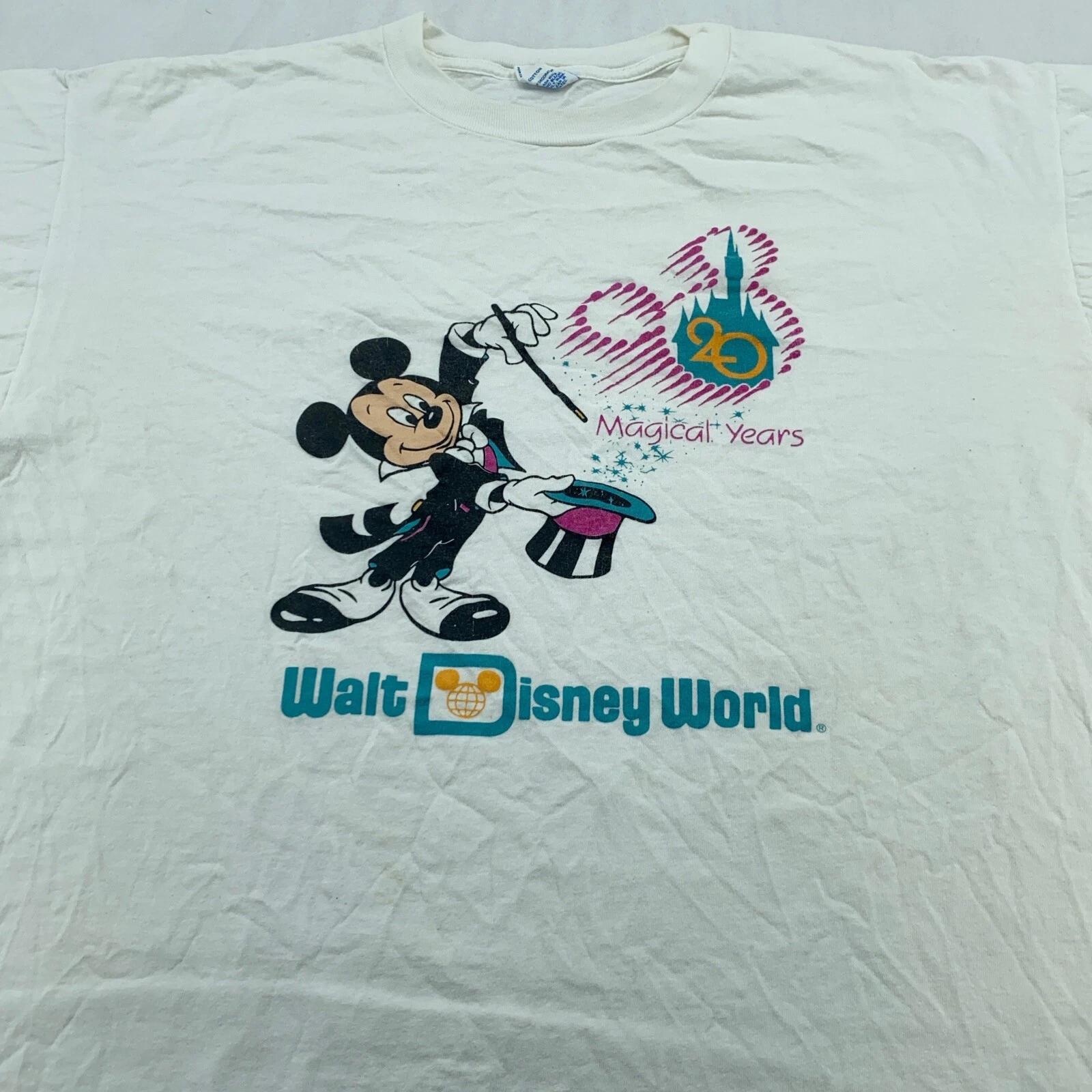 

vtg 90s WALT DISNEY WORLD 20 MAGICAL YEARS MICKEY MOUSE T-Shirt LARGE/XL S