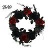 Halloween Garland Decoration Wreath for Front Door, Artificial Fall Maple Leaf Rose Pumpkin Seasonal Porch Hanging Piece Wreath, Autumn Harvest