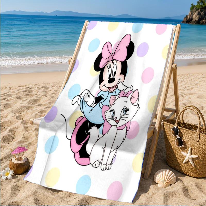 Pink Mouse Artwork Printed Microfiber Beach Towel, Soft And Absorbent, Quick-Dry, Ideal for Summer Travel, Beach Essential, Swimming Pool