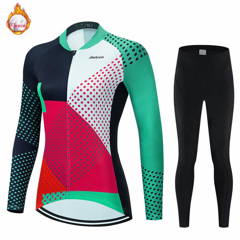 Women 2026 Winter Velvet Warm Thermal Fleece Winter Cycling Clothing Long Sleeve Jersey Suit Triathlon Outdoor Riding Bike MTB Clothing Jersey