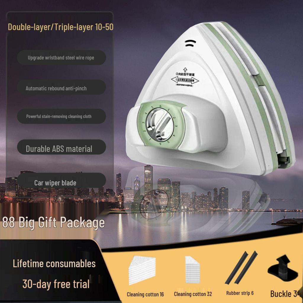 Strong Magnetic Triple-Layer Glass Cleaning Squeegee for High-Rise Windows
