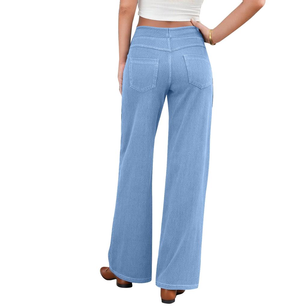 Women's High Waist Tummywide Leg Pants, Soft And Stretchy, Comfortable And Close Fitting