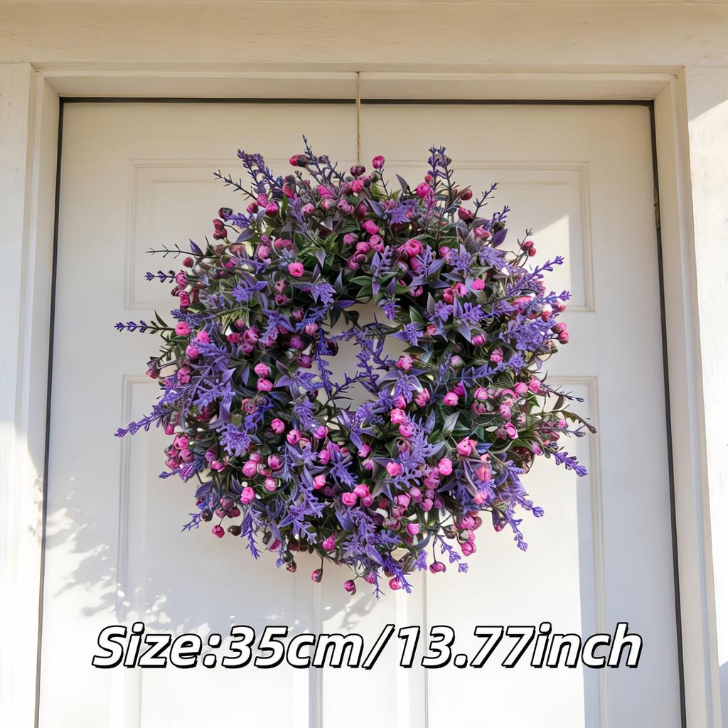 Cross-border Lavender Wreath: Spring/Summer Door & Window Floral Hanging Ornament for Outdoor & Shop Décor