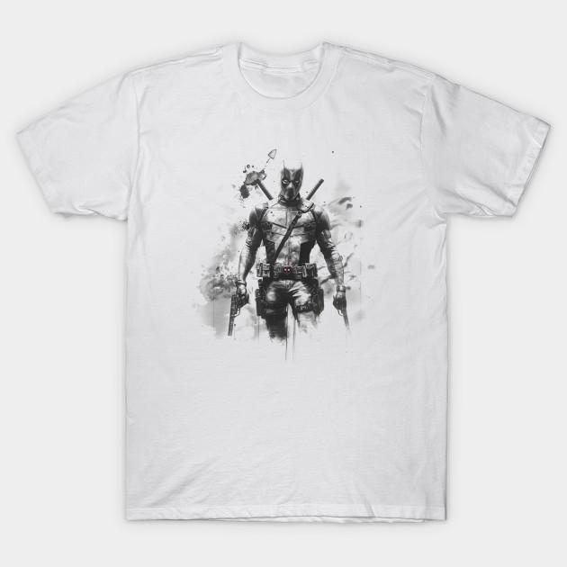 

Men Black Print T-shirt Deadpool Charcoal No-Cut Transfer Paper Print Cotton Tshirt L білий