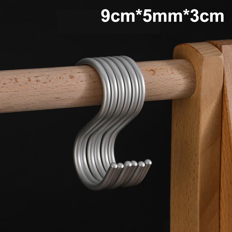 6Pcs Aluminium Alloy S Shape Hooks Practical Kitchen Railing Hanger Hook Clasp Holder Hooks For Hanging Clothes Handbag