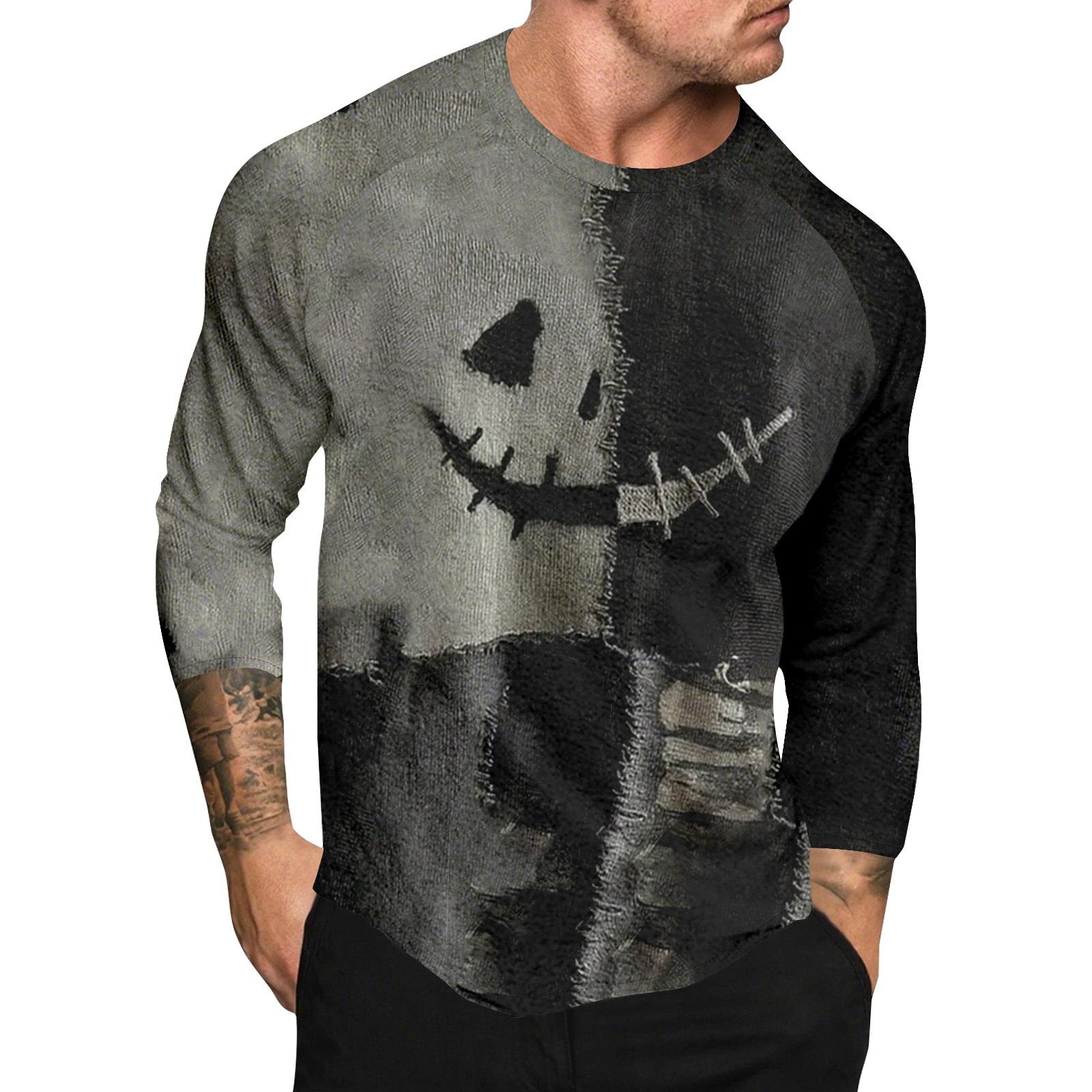 

Мужской топ с длинным рукавом реглан с принтом на Хэллоуин M чёрный