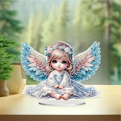 2D Flaches Engelsmädchen DIY Tischplatten Diamantmalerei Ornamente Bausätze Diamantmalerei Desktop Ornamente Set Schlafzimmer Tischdekoration