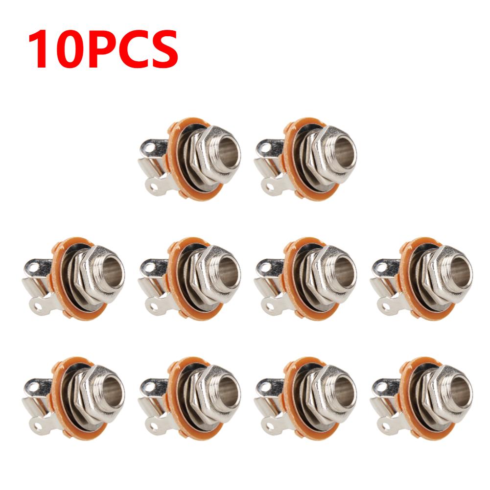 1-10Pcs Electric Guitar Input Jack For All Electric Guitar & Bass Guitar 1/4 Inch 2-Conductor Mono Jack Socket Nut & Washer