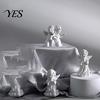 Fine Texture Gypsum Art Resin Cherubs Figurine, White Angel Statue, Garden Praying Cherub Sculpture, Shelf Decor Indoor Outdoor Home Decoration, Cute