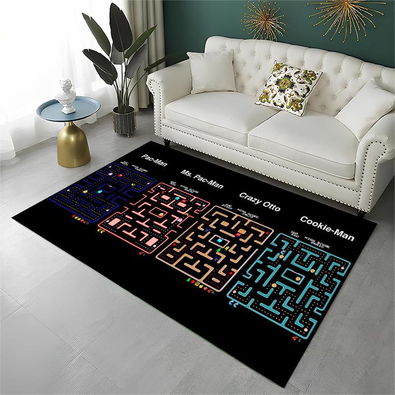 Retro P-Pacman Game Non-Slip Area Rug for Living Room,Bedroom,Playroom,Soft Carpet Floor Mat Home Decor Rug Kids Room Gift