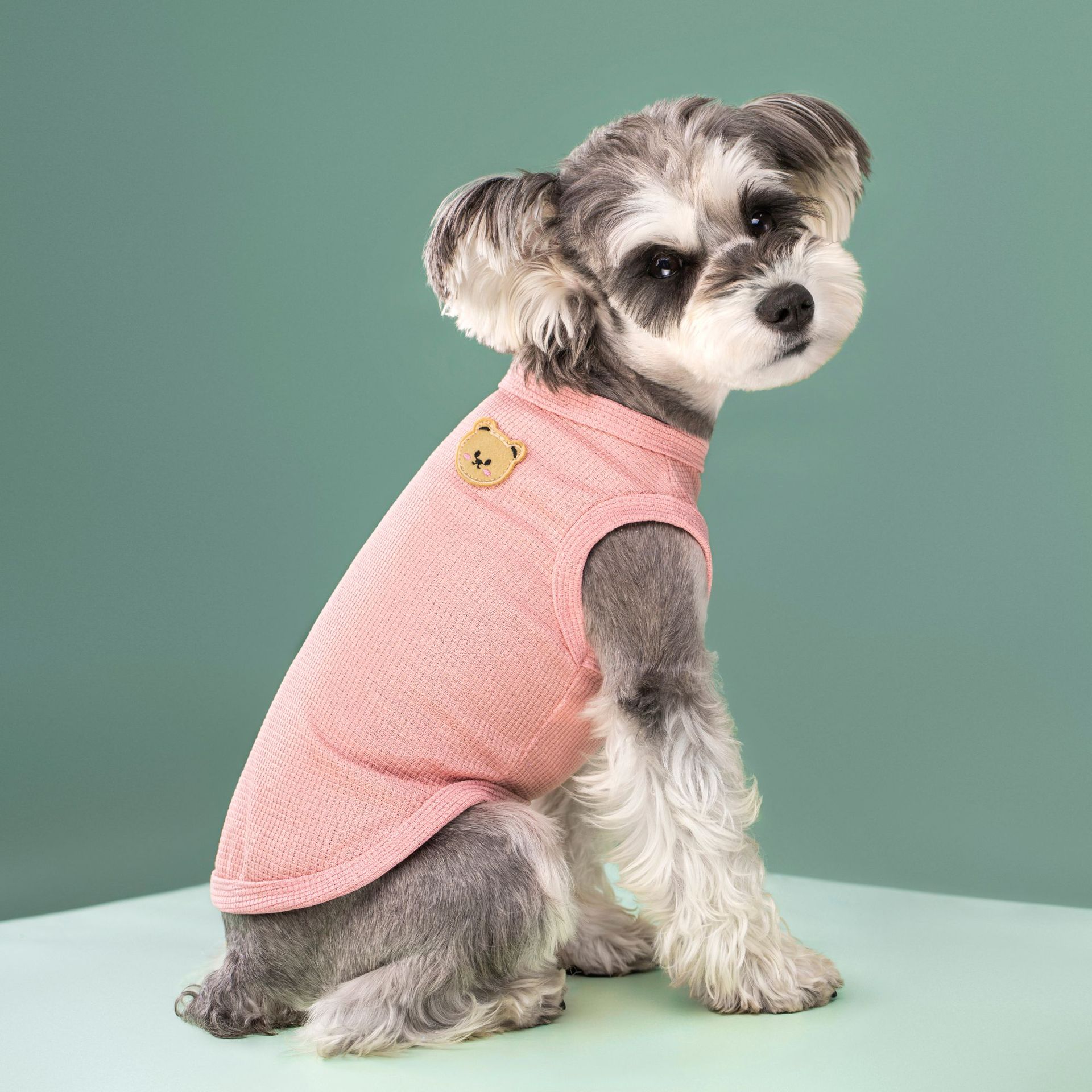 Spring and Summer New Pet Cat and Dog Clothes Waffle Pet Vest for Small and Medium Dogs Teddy Bichon Dog Apparel Wholesale S розовый