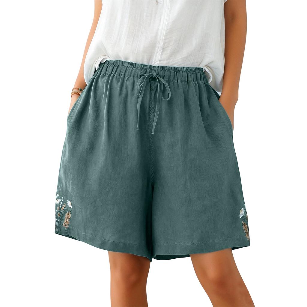 Women's High-Waist Versatile Comfortable Breathable Linen-Cotton Casual Shorts